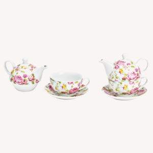 Set de théières décorées de roses en porcelaine rose/rose, (L/H/P) 16x14x15cm, 200/400 ml