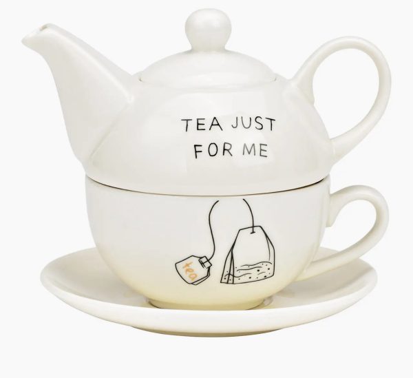Set de théières, Tea just for me, set de 3, en porcelaine blanche (L/H/P) 15x16x15cm 400ml/250ml